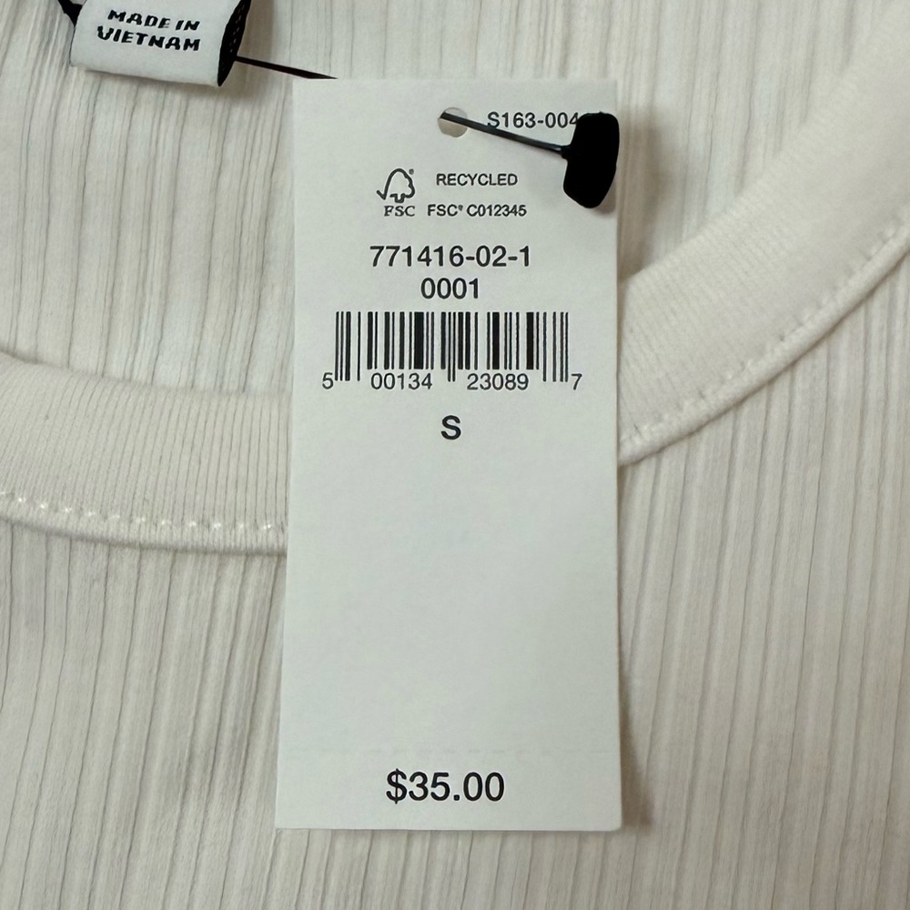 NWT Banana Republic Variegated Ribbed T-Shirt Snow Day White Size S - Picture 5 of 10